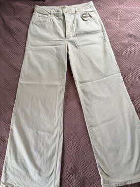 Marine Layer Charlie Wide Leg Pant High Rise Cream Ivory Size 14